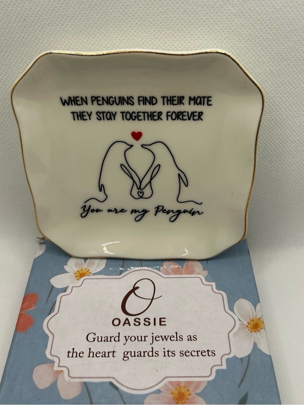 You Are My Penguin Porcelain Jewelry Dish Ring Holder Gift Set NWT